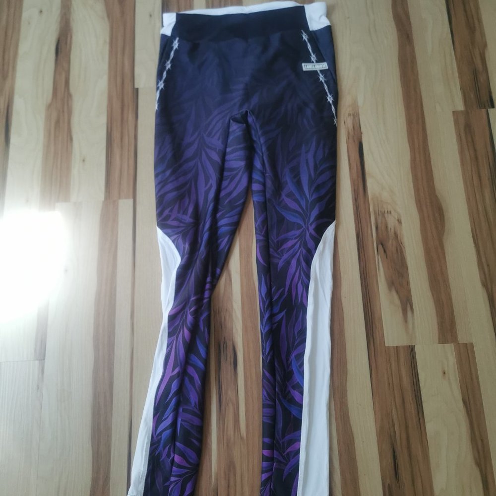 High waisted purple leggings and sports bra